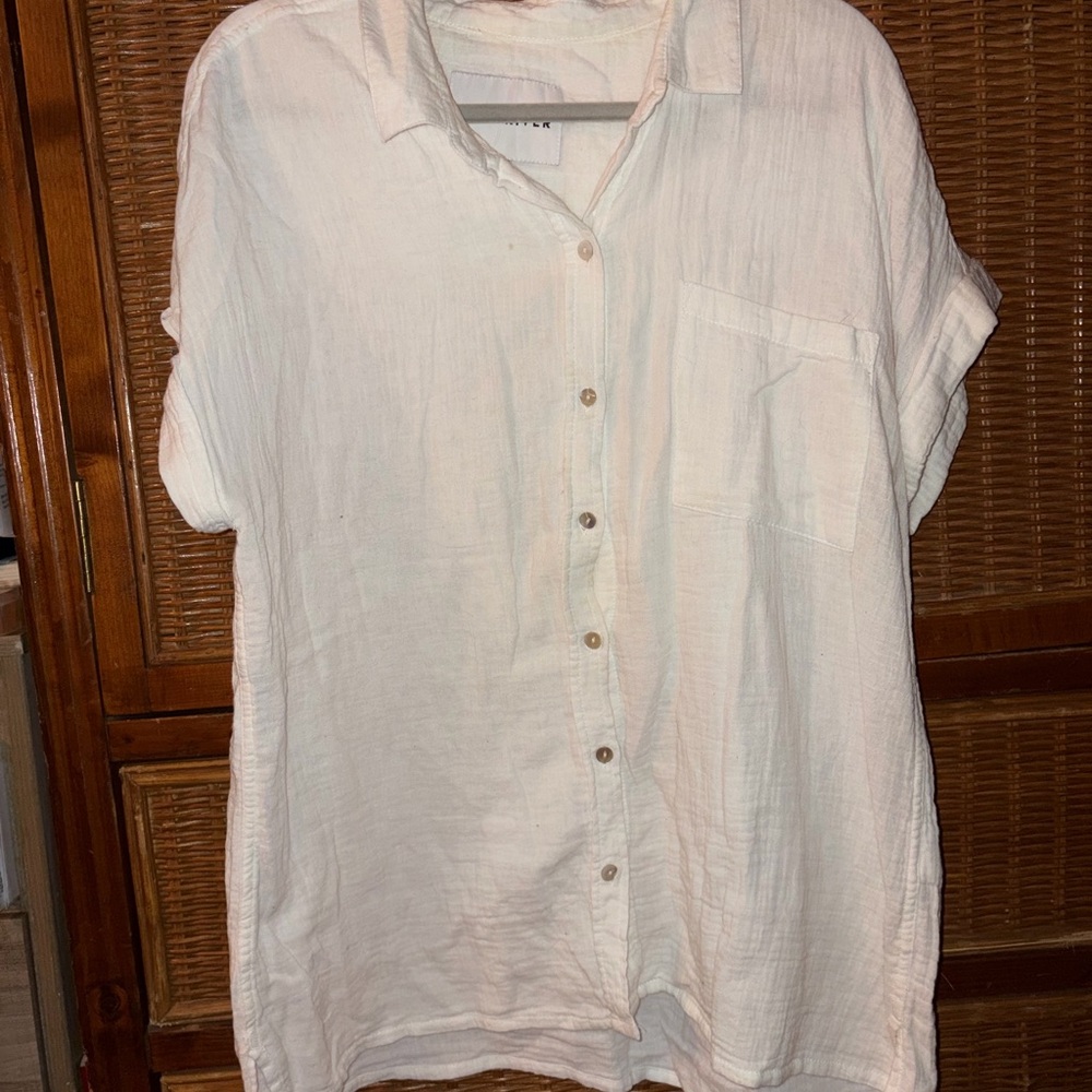 Lola river White Button-Up Linen tunic shirt